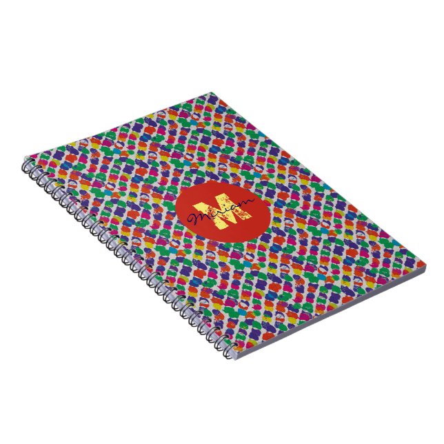 Carnet Bruit coloré avec monogramme texturé personnalisé (Côté Droit)