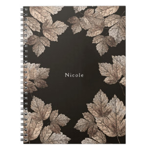 Carnet Brun foncé et bronze Feuilles Rustique Glam sur me
