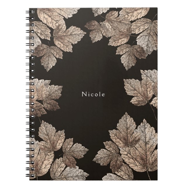 Carnet Brun foncé et bronze Feuilles Rustique Glam sur me (Devant)