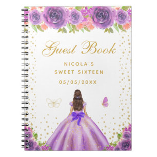 Carnet Brunette aux Cheveux Fleuris Violets Princesse Dou