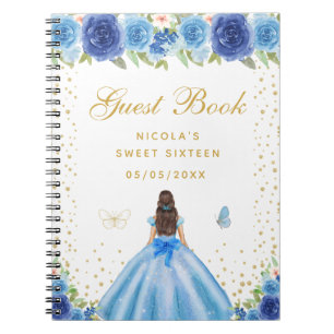 Carnet Brunette aux fleurs bleues, Princesse aux seize an