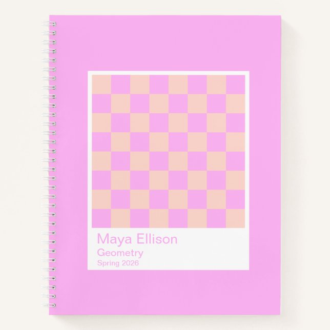 Carnet Bubblegum/Peach Modern Checkerboard Notebook (Devant)
