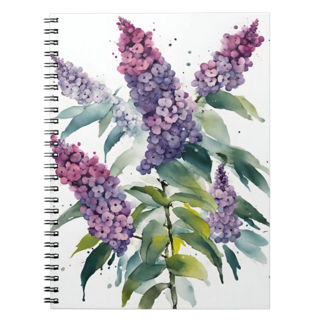 Carnet Buddleia - Fleurs aquarelle (Devant)