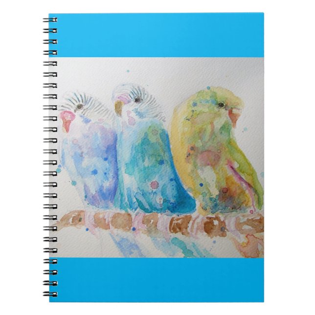 Carnet Budgie Peinture Aquarelle oiseau Budgies Aqua Sarc (Devant)