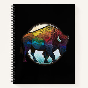 Carnet Buffalo Animal Portrait Vitrail Art de la faune