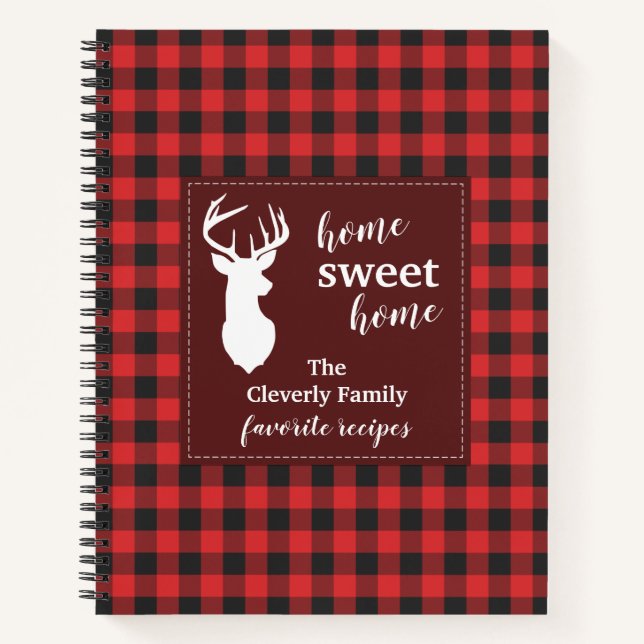 Carnet Buffalo noir et rouge Plaid Recettes de vacances f (Devant)