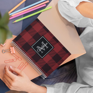 Carnet Buffalo rouge abattu Initiale personnelle Cade