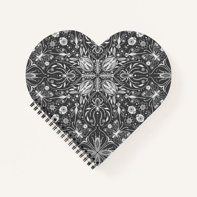 Carnet Bugs, blanc cassé sur noir (Devant)