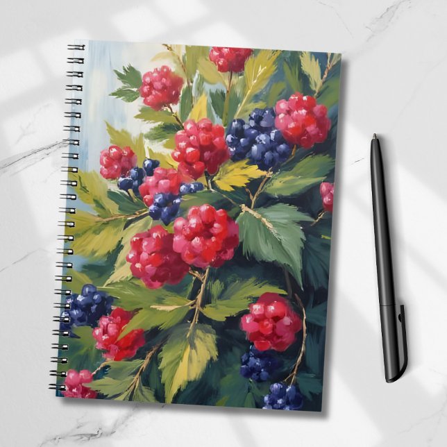 Carnet Buisson de framboises mûres aquarelle fruit (Créateur téléchargé)
