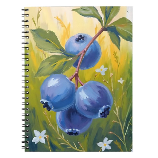 Carnet Buisson de myrtille | Peinture aquarelle de fruits (Devant)