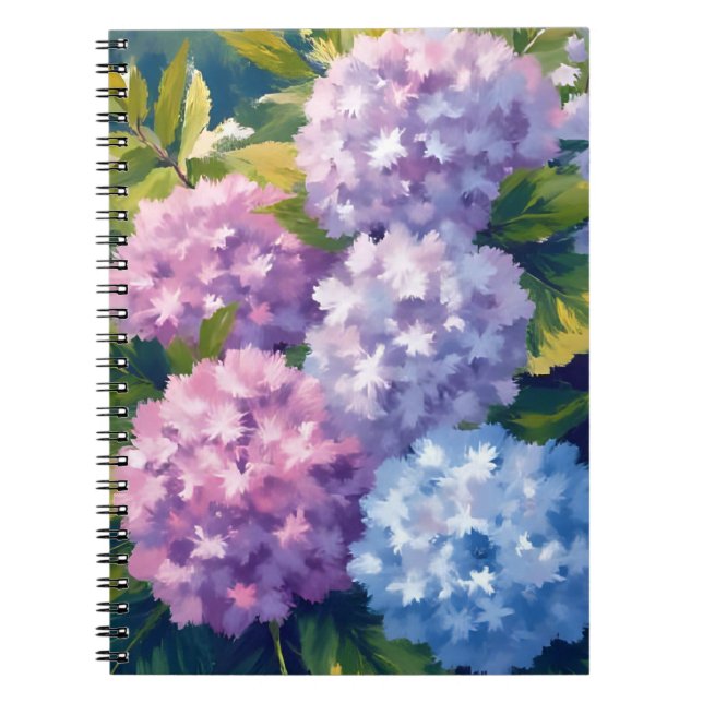 Carnet Buisson d'Hortensia Violet | Peinture Aquarelle Fl (Devant)