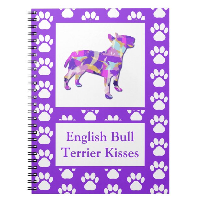 Carnet Bull Terrier Anglais Baisers Chien Silhouette PPY& (Devant)