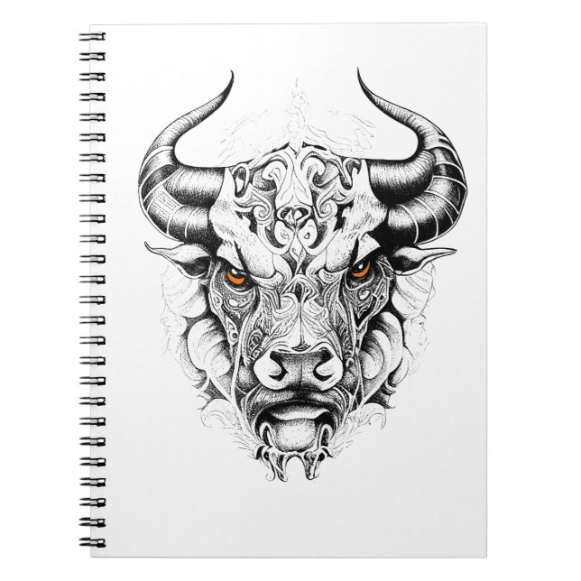 Carnet Bull Wild Animal Nature Illustration Art tatouage (Devant)
