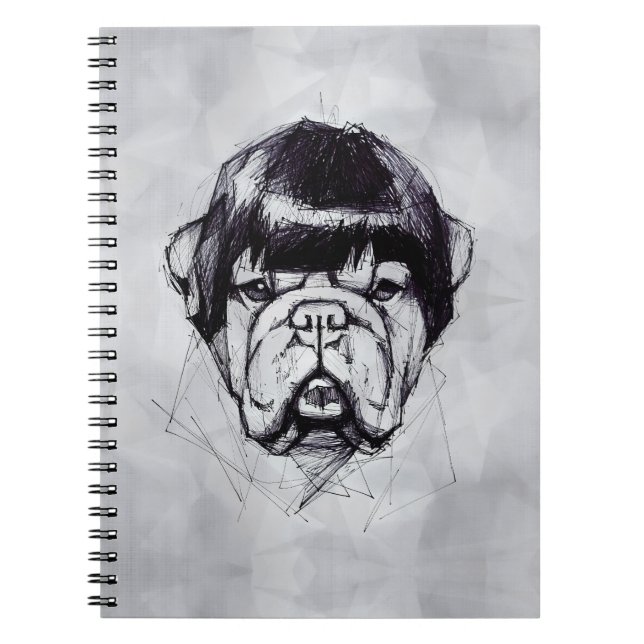 Carnet Bulldog avec une perruque (Style 3) Beaux-Arts (Devant)