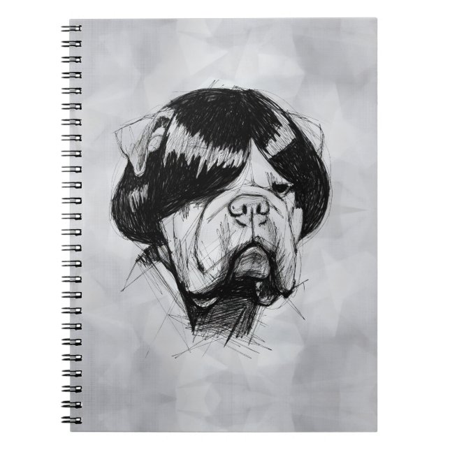 Carnet Bulldog avec une perruque (Style 5) Beaux-Arts (Devant)