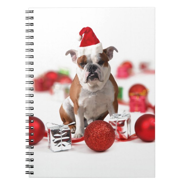 Carnet Bulldog boîte cadeau de Noël Ornements Red Santa C (Devant)