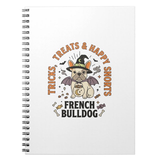 Carnet Bulldog français trickster Halloween (Devant)