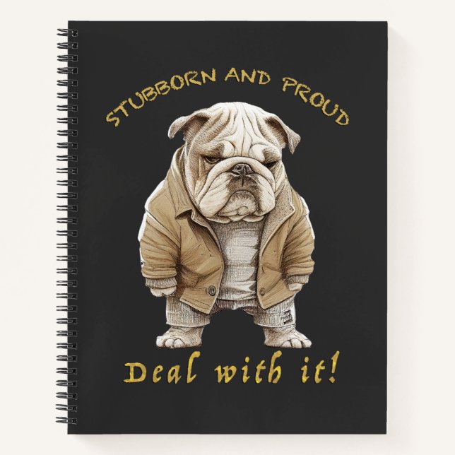 Carnet Bulldog Stubborn Traite Avec Il Mignonne adorable  (Devant)