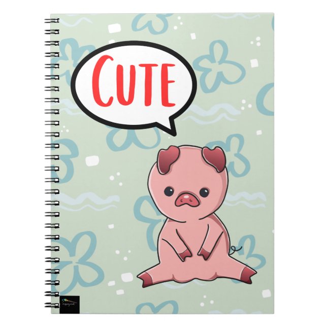 Carnet Bulle de bande dessinée de cochon mignon (Devant)