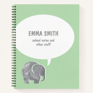Carnet Bulle de dialogue éléphant gris mignon pour enfant