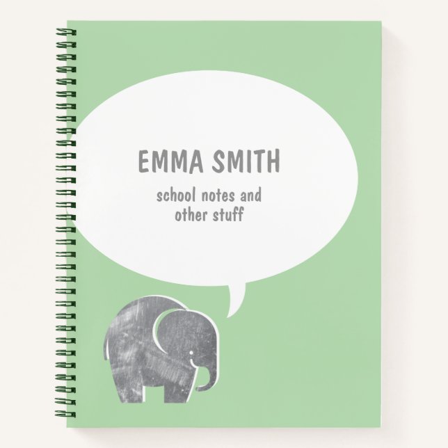 Carnet Bulle de dialogue éléphant gris mignon pour enfant (Devant)