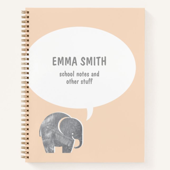 Carnet Bulle de parole d'éléphant gris mignon orange pâle (Devant)