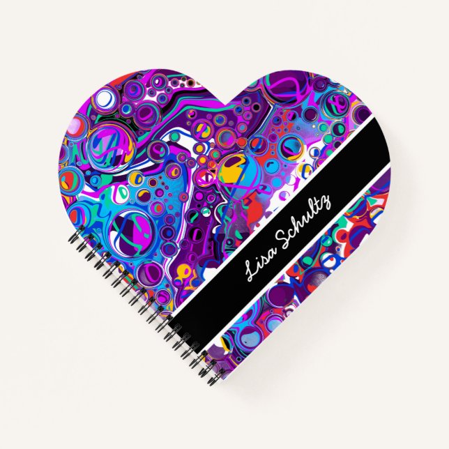 Carnet Bulles violettes, Bleues et colorées Abstraites (Devant)