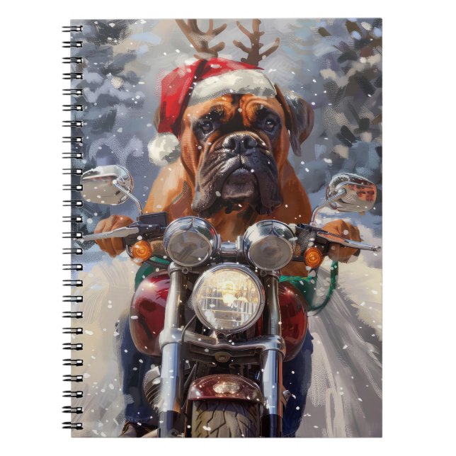 Carnet Bullmastiff Chien équitation Moto Noël (Devant)