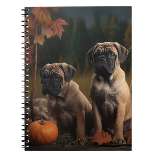 Carnet Bullmastiff Chiot Automne Citrouille de plaisir (Devant)