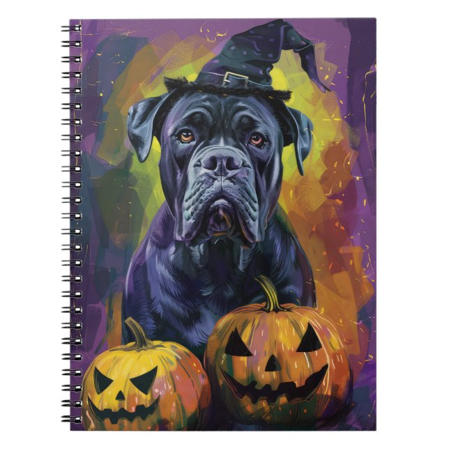 Carnet Bullmastiff effrayant Chien Halloween Sorcière et  (Devant)