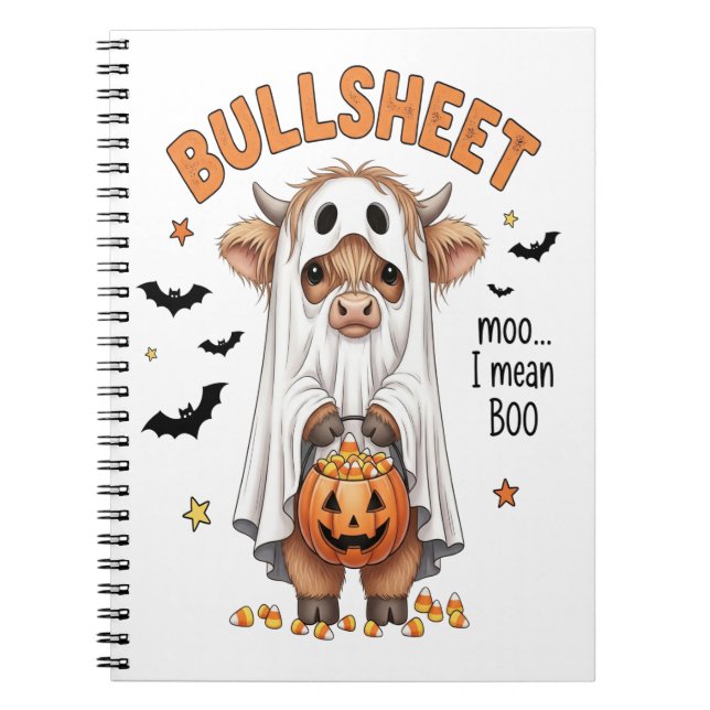 Carnet Bullsheet Highland Cow Funny Ghost (Devant)