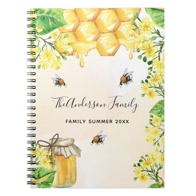 Carnet Bumble abeilles miel florales jaunes famille monog (Devant)
