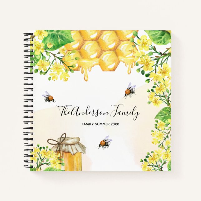 Carnet Bumble abeilles miel florales jaunes famille monog (Devant)