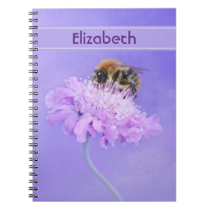 Carnet Bumble Bee perché sur une fleur rose