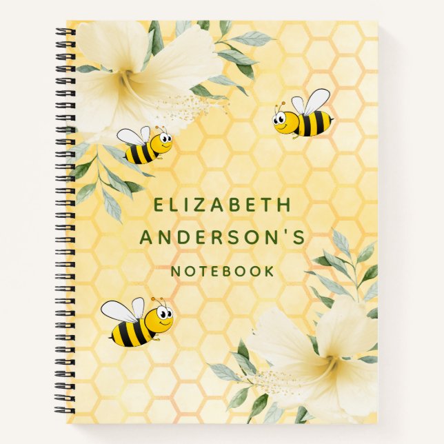 Carnet Bumblebees jaunes fleuris tropicaux (Devant)