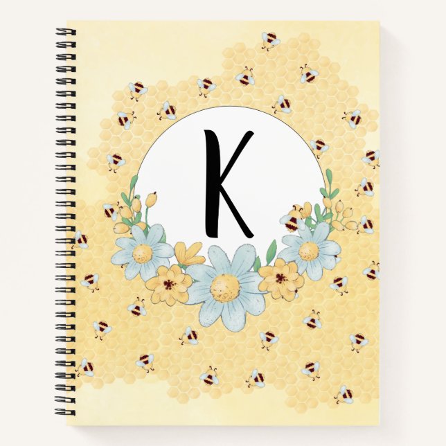 Carnet Bumblebees mignonnes Monogramme (Devant)
