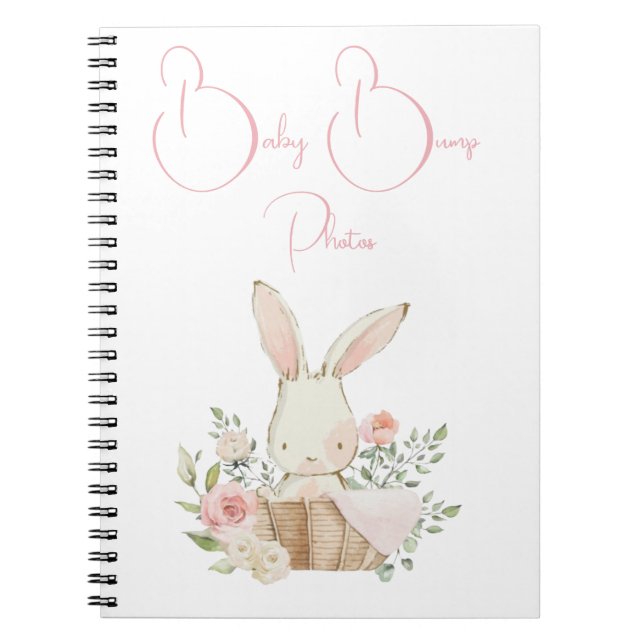 Carnet Bump Grossesse lapin rose Script Photo (Devant)