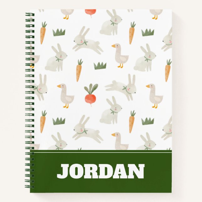 Carnet Bunnies & Canards sur le Motif de ferme (Devant)