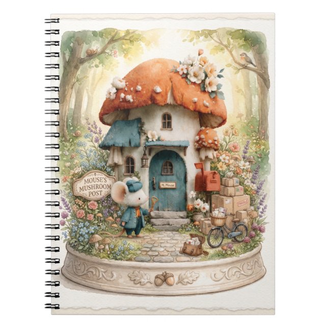 Carnet Bureau de Poste de Souris à l'Aquarelle Fantaisist (Devant)