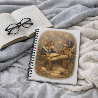 Carnet Bureau d'écriture de Tux & Twitch en bois