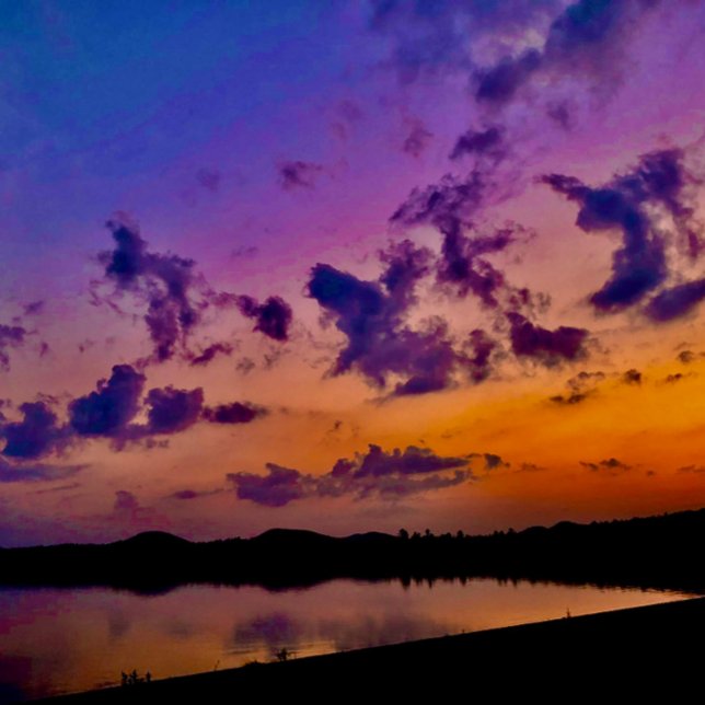 Carnet bureau, école, collège, maison, journal, coucher d (Sunset on the lake)