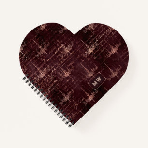 Carnet Burgundy et Rose Gold Calligraphie Vintage