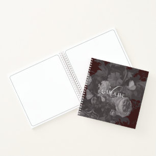 Carnet Burgundy Fleur Vintage Nature morte Élégant