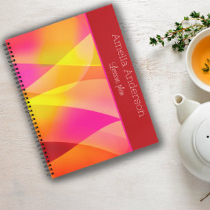 Carnet Burgundy géométrique Nom du planificateur de l'ens
