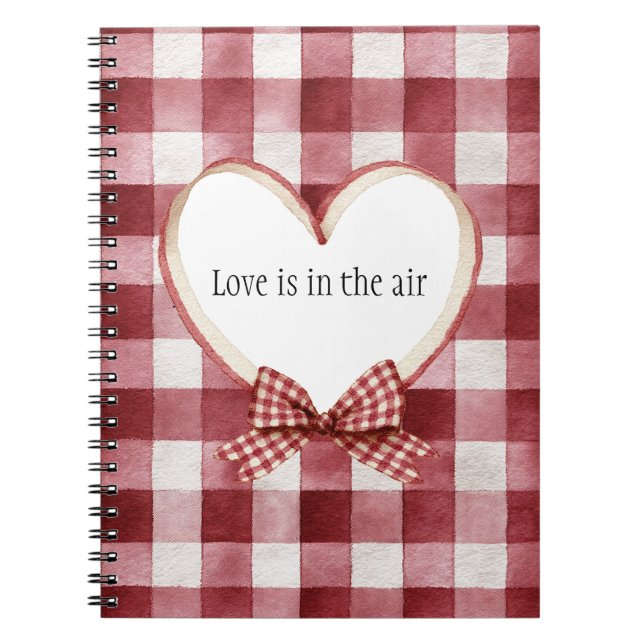 Carnet Burgundy Red White Heart Ribbon Love (Devant)