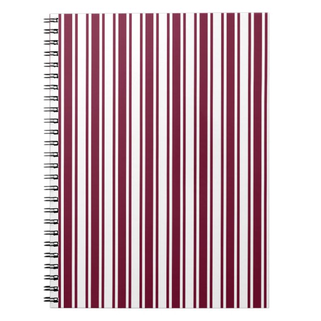 Carnet Burgundy rouge et blanc bonbons rayures (Devant)