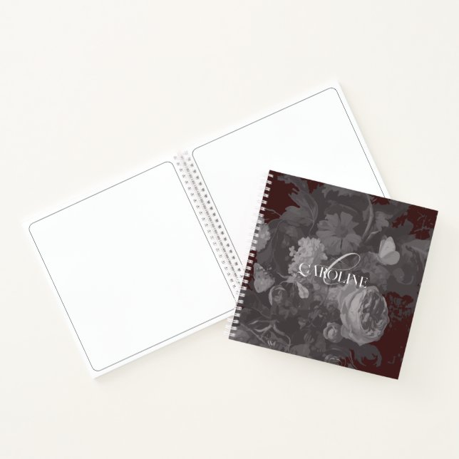Carnet Burgundy Vintage Floral Still Life Stylish (Intérieur)