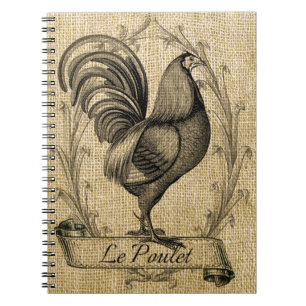 Carnet Burlap vintage de poulet