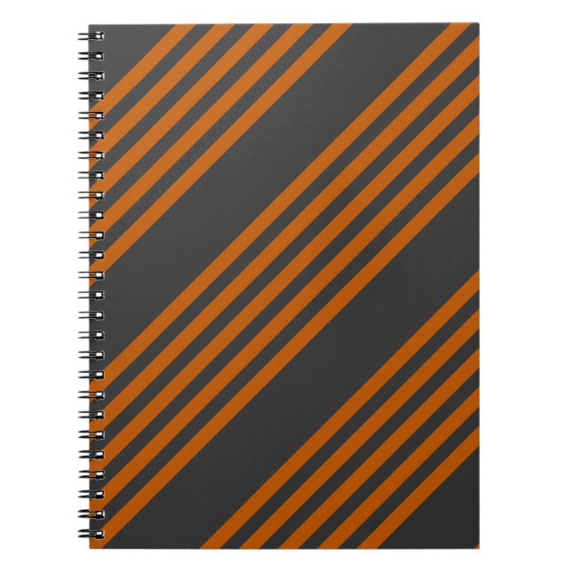 Carnet Burnt orange and charcoal five stripe pattern (Devant)