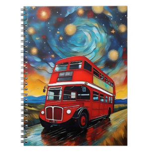 Carnet Bus Red Double Decker La Nuit Étoile,